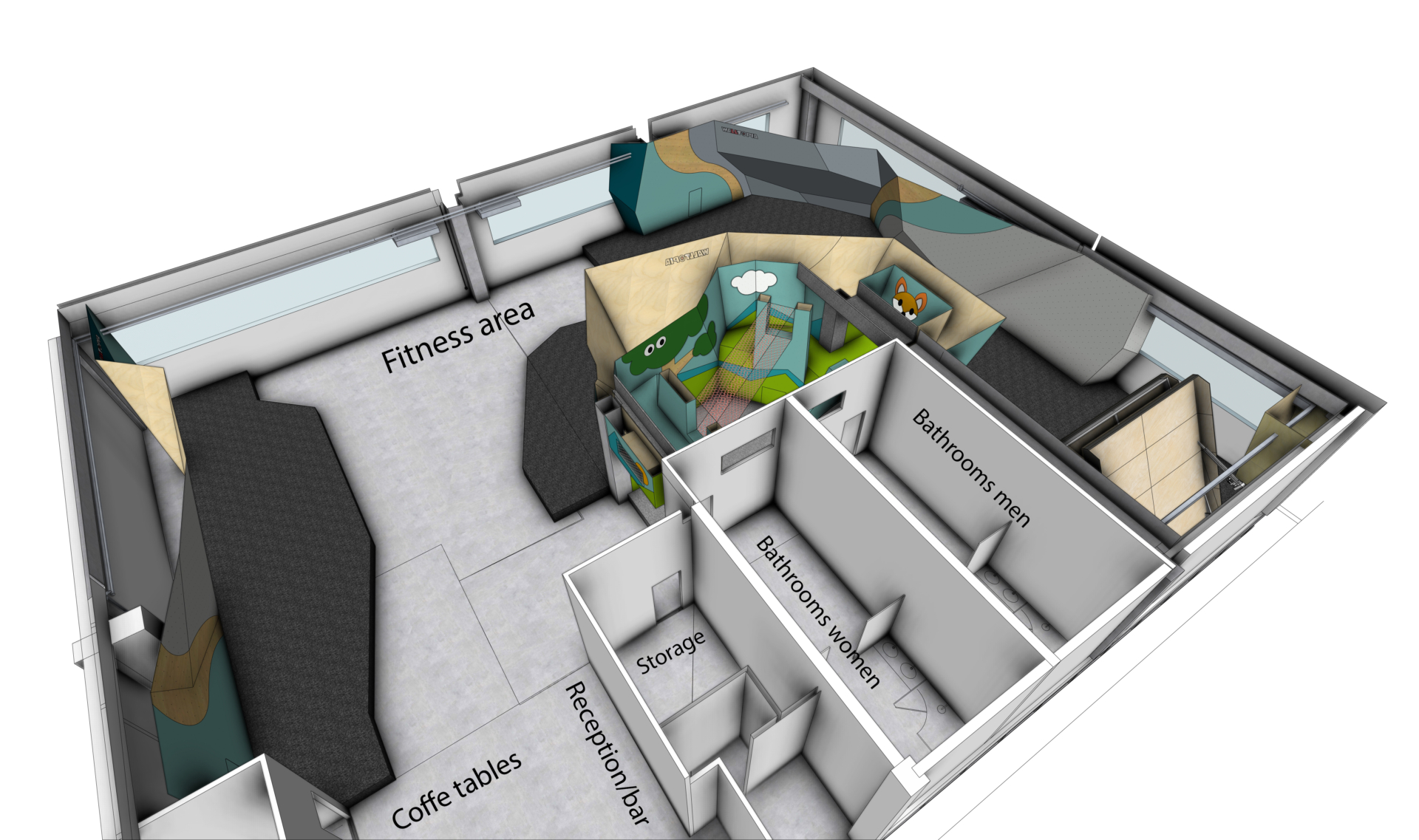 Climbing gym layout with zoning - Arena Boulder Arco - Italy