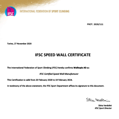 IFSC Speed Wall Certificate