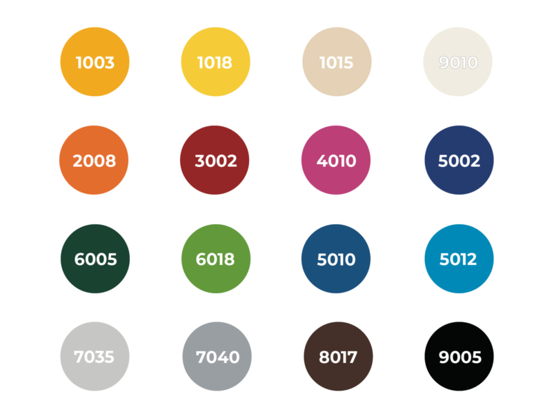 Vinyl RAL colors for covers, padding and other vinyl elements